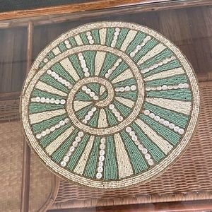Pier1 Vintage  15” Round Beaded  StunningPlacemat